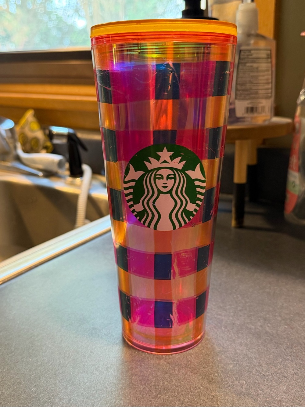 Starbucks Iridescent Checker Tumbler - Pink, Orange